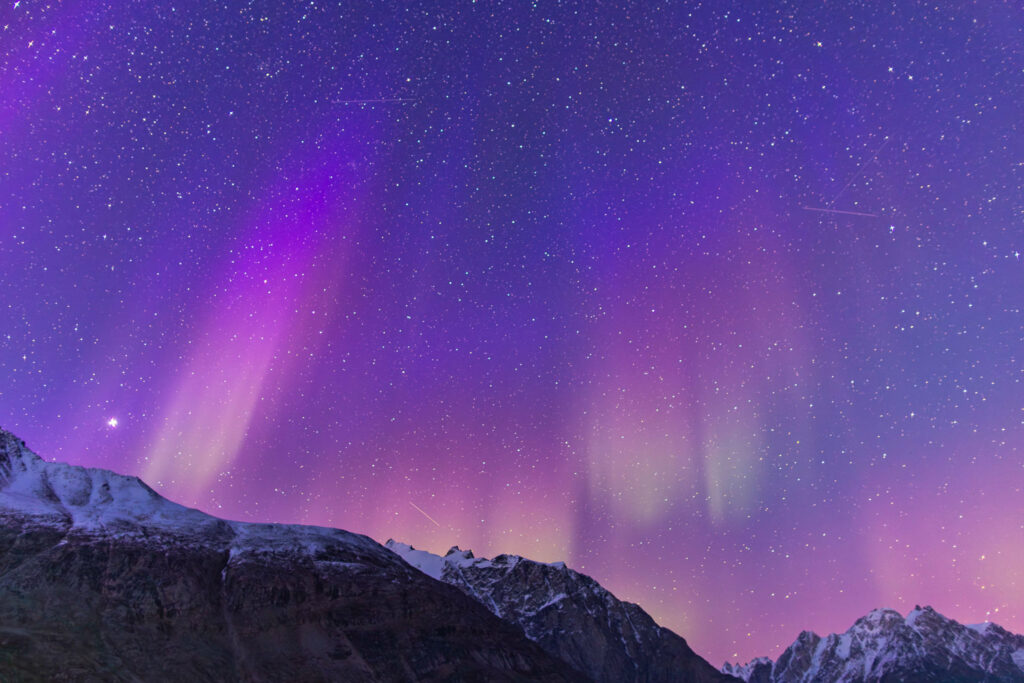 The aurora borealis over Alpefjord, Greenland